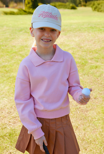 Bluza dziewczęca z kołnierzykiem - różowa