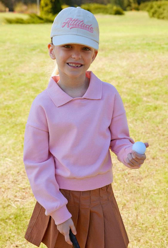 Bluza dziewczęca z kołnierzykiem - różowa