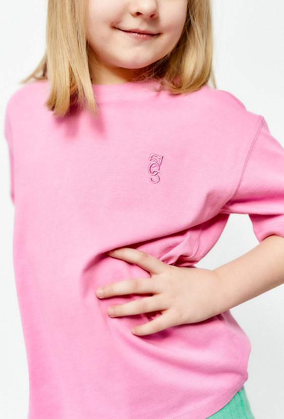 Bawełniany T-shirt dziewczęcy różowy