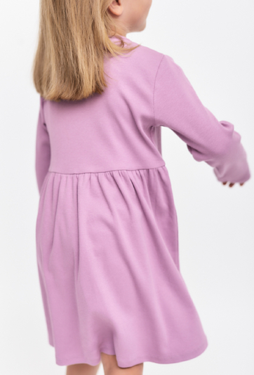 Dzianinowa sukienka dla dziewczynki - fioletowa w prążki