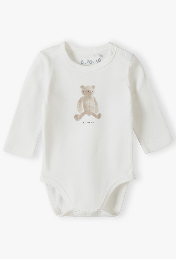 Body z długim rękawem z nadrukiem misia