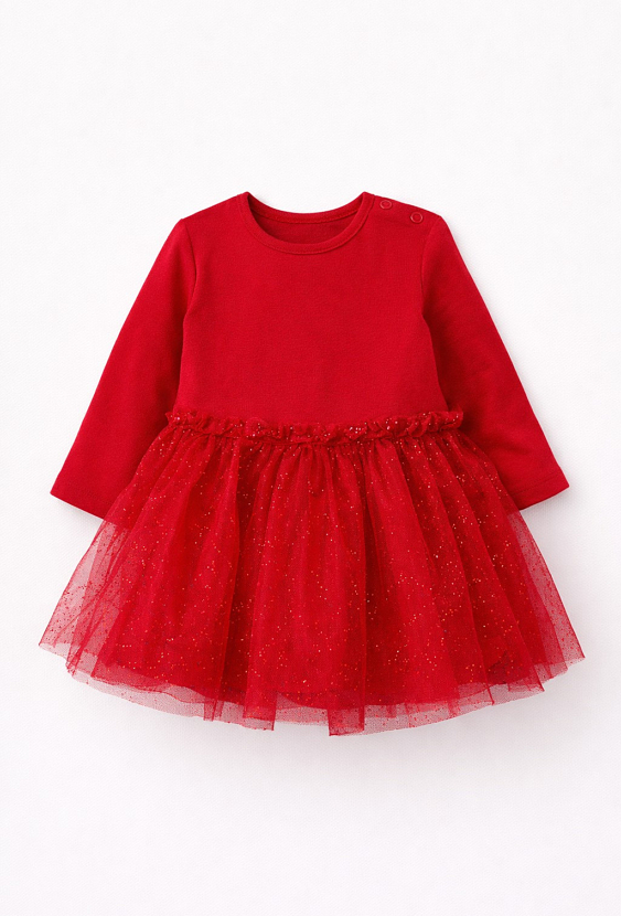 Czerwona sukienka z długim rękawem - 5.10.15.