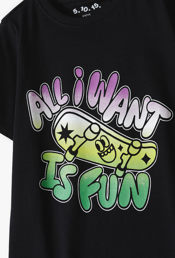T-shirt chłopięcy z nadrukiem „All I Want Is Fun”