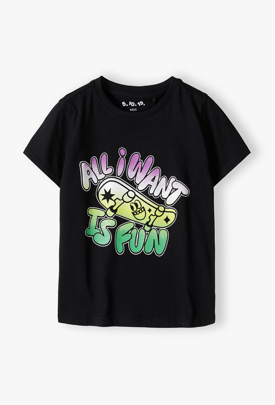 T-shirt chłopięcy z nadrukiem „All I Want Is Fun”