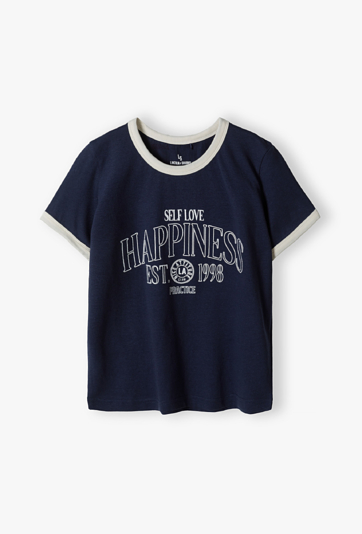 T-shirt dziewczęcy z napisem HAPPINESS