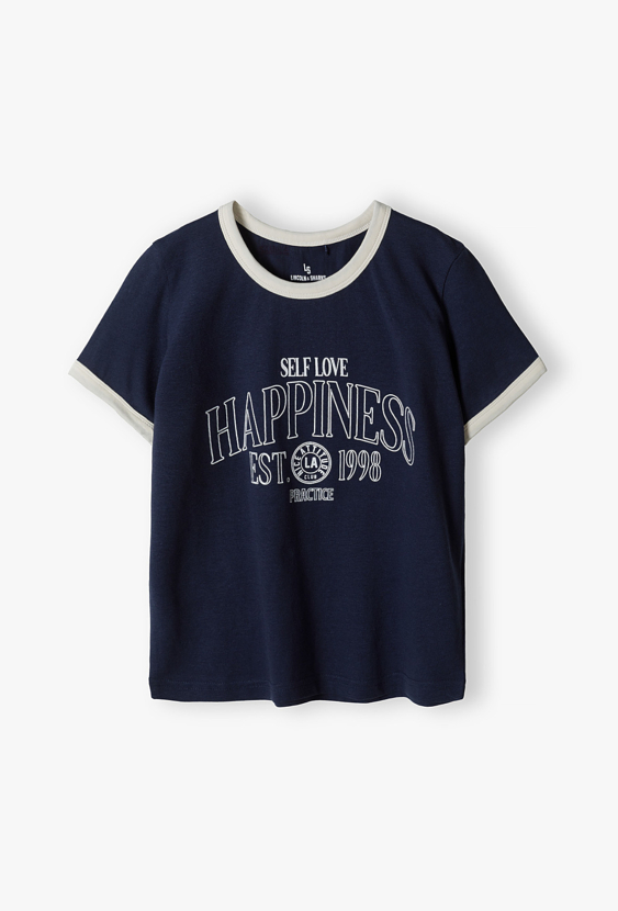 T-shirt dziewczęcy z napisem HAPPINESS