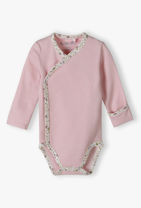 Różowe body kopertowe dla niemowlaka