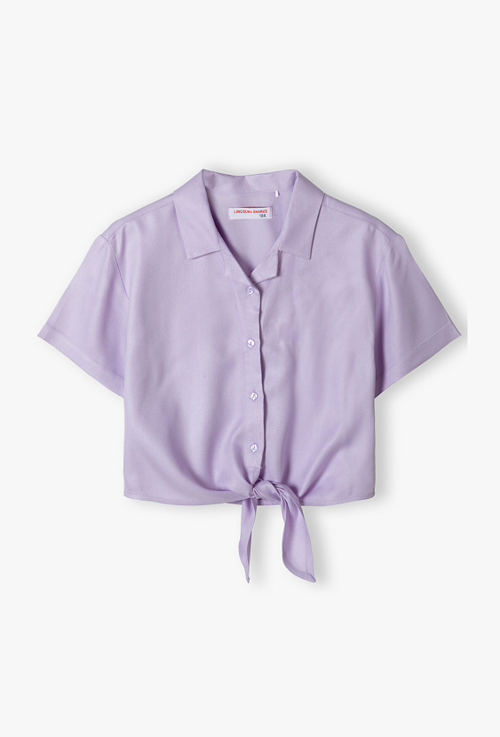 Koszula dziewczęca z krótkim rękawem z wiązaniem