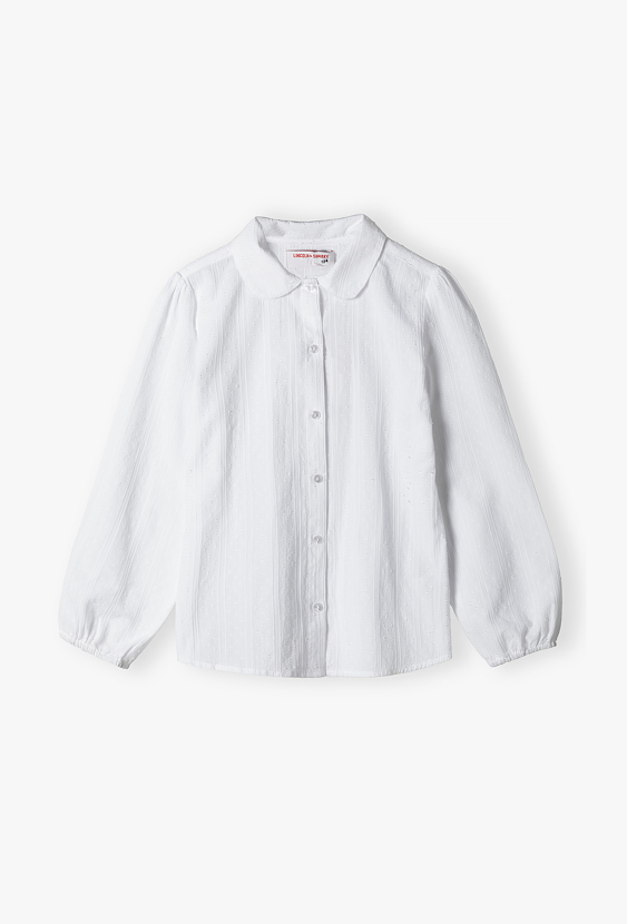 Koszula dziewczęca z długim rękawem i kołnierzykiem