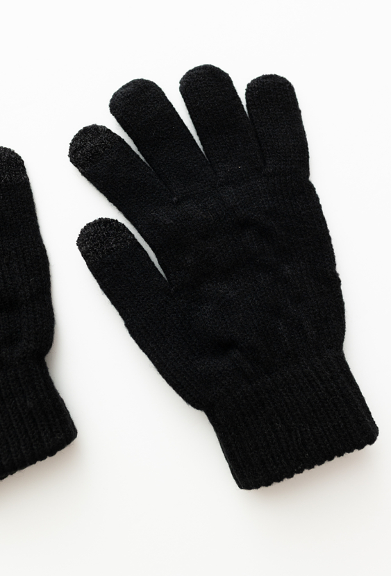 Czarne rękawiczki dziewczęce