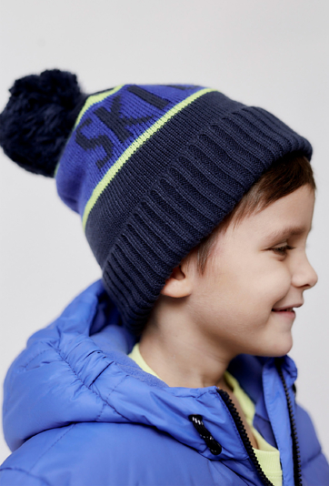 Czapka zimowa dla chłopca - granatowa - SKI CLUB - 5.10.15.
