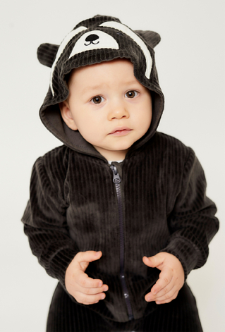 Szara welurowa bluza niemowlęca w prążki - 5.10.15.