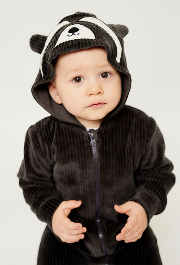 Szara welurowa bluza niemowlęca w prążki - 5.10.15.