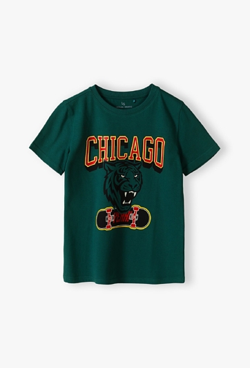 Zielony t-shirt dla chłopca - Chicago - Lincoln&Sharks
