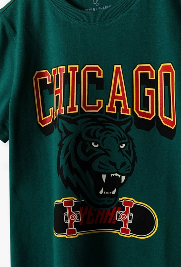 Zielony t-shirt dla chłopca - Chicago - Lincoln&Sharks