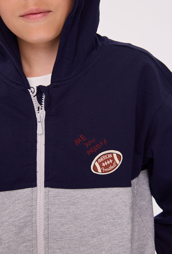 Bluza chłopięca rozpinana z kapturem