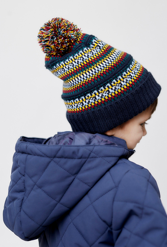 Czapka zimowa dla chłopca- granatowa we wzorki - 5.10.15.