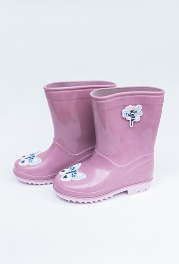 Fioletowe kalosze dziewczęce z motylkiem