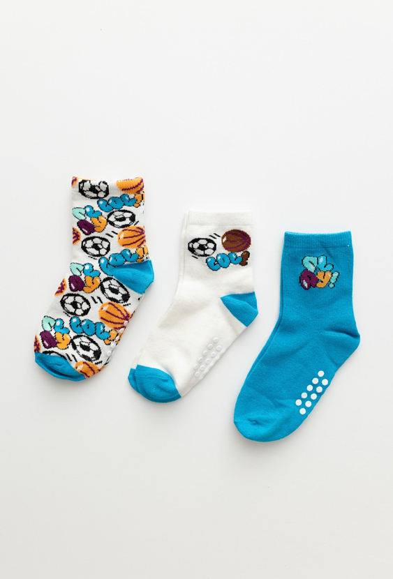 Skarpetki chłopięce z antypoślizgiem – 3-pak