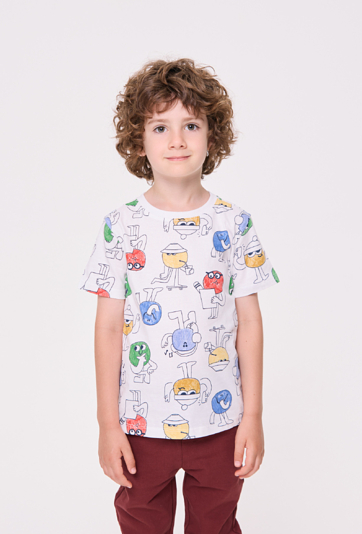 T-shirt chłopięcy z nadrukiem uśmiechniętych kulek