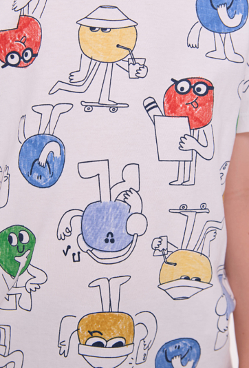 T-shirt chłopięcy z nadrukiem uśmiechniętych kulek