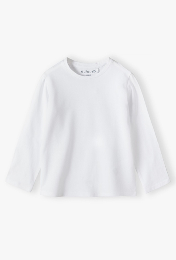 Biała gładka bluzka z długim rękawem - basic - 5.10.15.