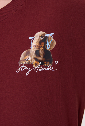 T-shirt dziewczęcy z nadrukiem jamnika