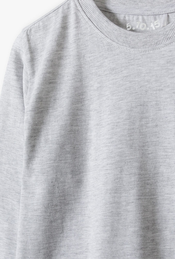 Szara dzianinowa bluzka z długim rękawem - Basic - 5.10.15.