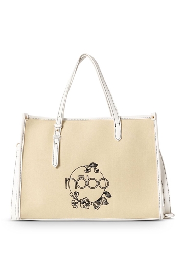 Płócienna torebka damska shopper NOBO z kwiatowym haftem