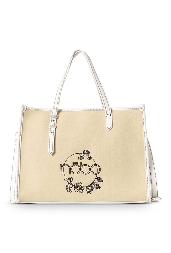 Płócienna torebka damska shopper NOBO z kwiatowym haftem