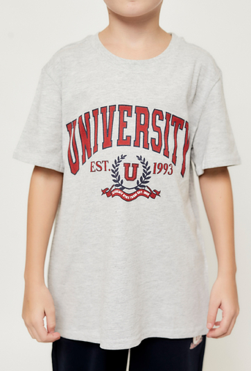 Szary T-shirt chłopięcy - University