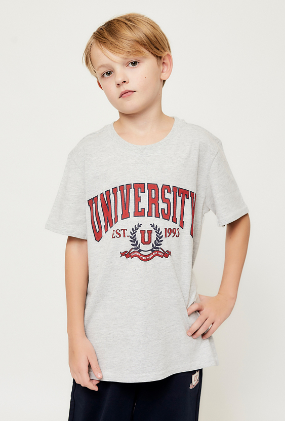 Szary T-shirt chłopięcy - University