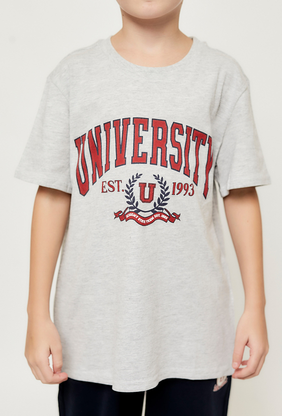 Szary T-shirt chłopięcy - University