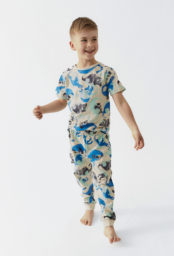 Piżama chłopięca z nadrukiem dinozaurów