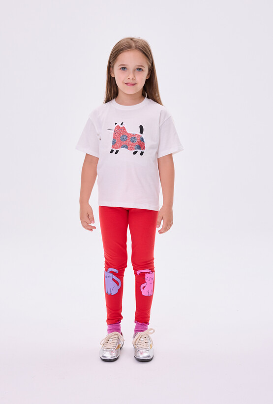 Legginsy dziewczęce z nadrukiem kotków