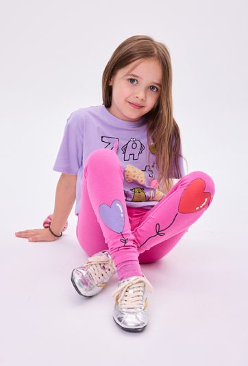Legginsy dziewczęce z nadrukiem serc