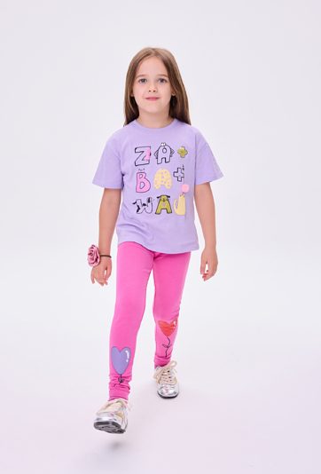 Legginsy dziewczęce z nadrukiem serc