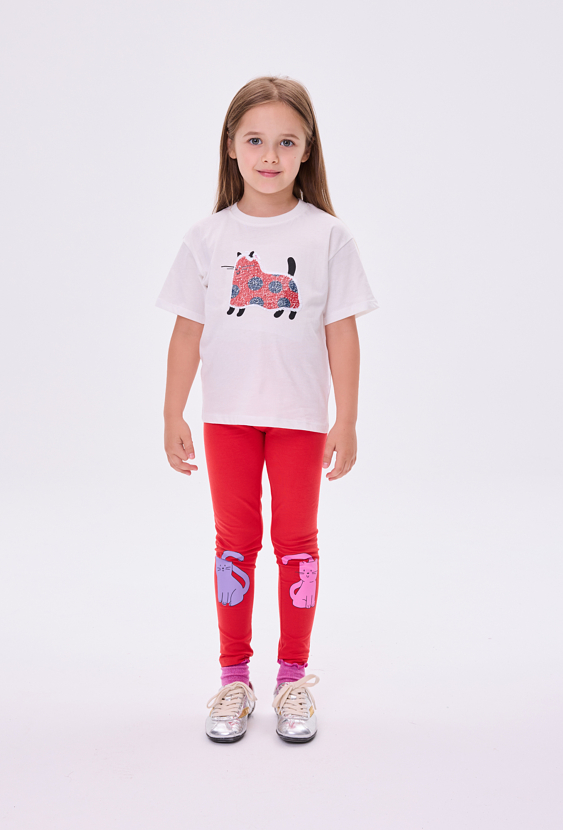 Legginsy dziewczęce z nadrukiem kotków