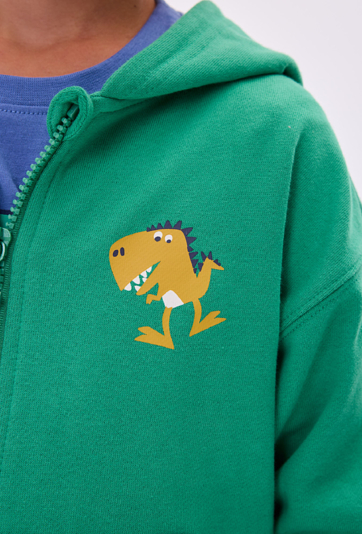 Bluza chłopięca z kapturem i interaktywnym nadrukiem dinozaura