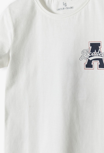 Biały pudełkowy t-shirt dla dziewczynki - Lincoln&Sharks