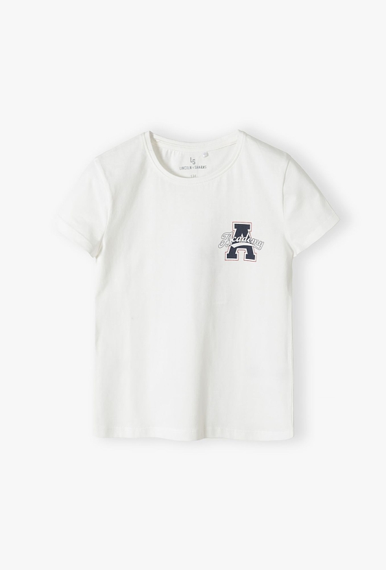 Biały pudełkowy t-shirt dla dziewczynki - Lincoln&Sharks