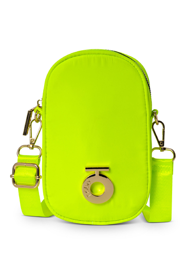 Mała limonkowa listonoszka na telefon.