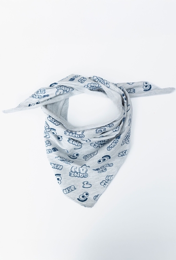 Bawełniana chustka pod szyję - szara z nadrukami