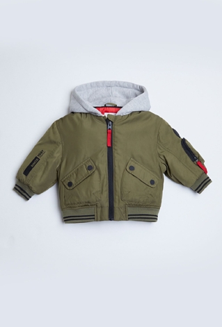 Kurtka przejściowa dla chłopca - zielona z kapturem