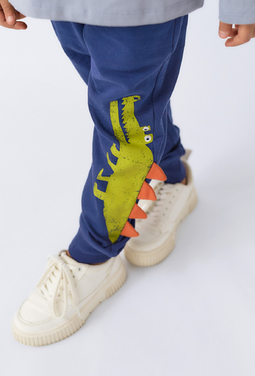 Spodnie dresowe chłopięce z motywem dinozaura 3D