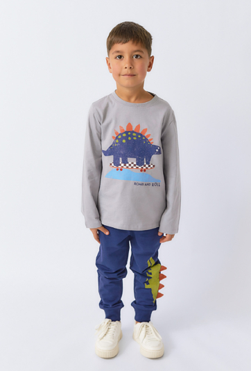 Spodnie dresowe chłopięce z motywem dinozaura 3D