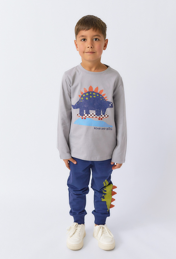 Spodnie dresowe chłopięce z motywem dinozaura 3D