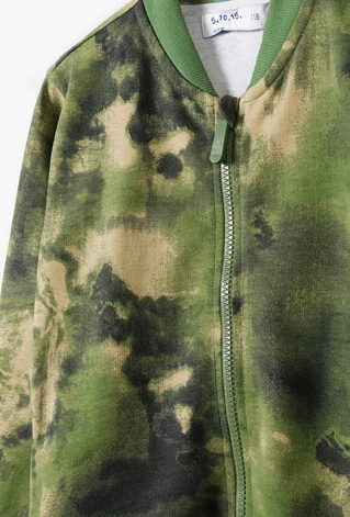 Chłopięca bluza dresowa rozpinana z bawełny- moro