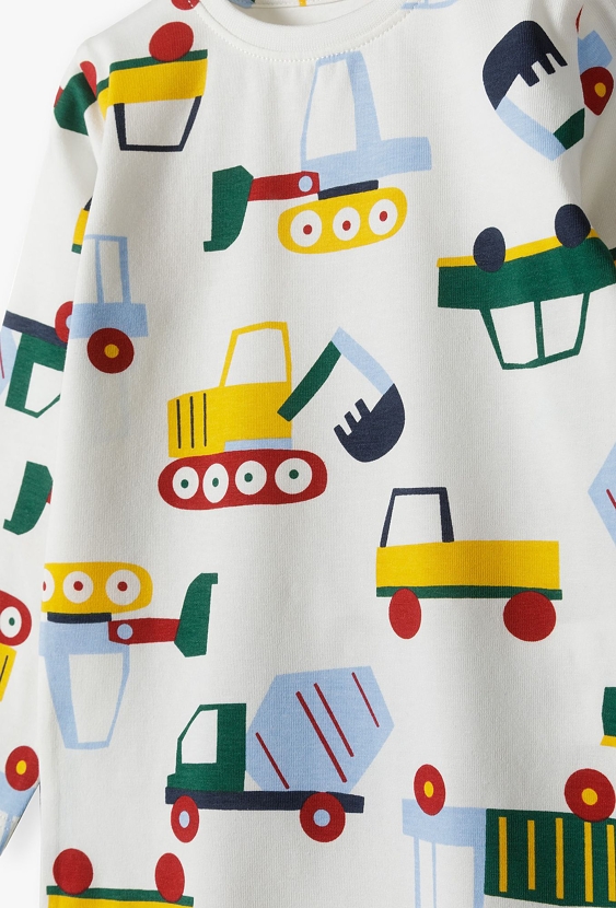 Body niemowlęce z długim rękawem - białe w samochody - 5.10.15.