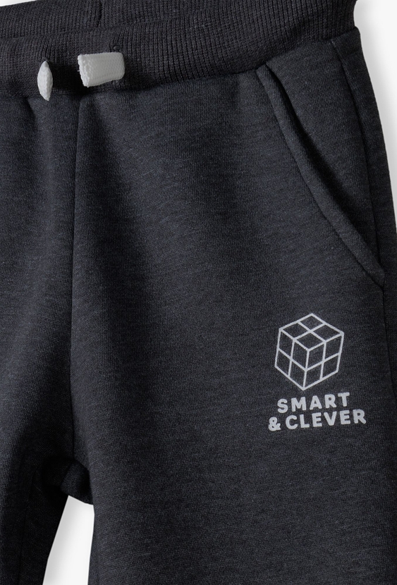 Spodnie dresowe dzianinowe ocieplane -grafitowe